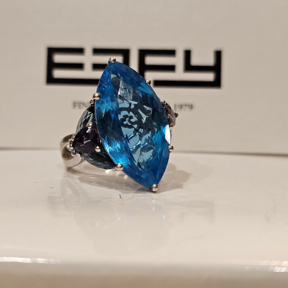 Effy 14K Swiss Topaz with London blue Topaz, size 9